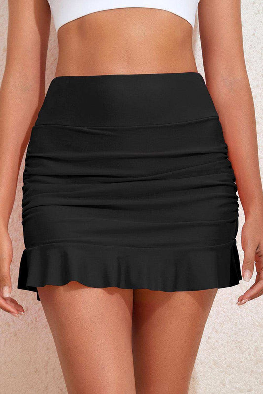 Ruffle Hem Swim Skort - Trendsi - Flyclothing LLC