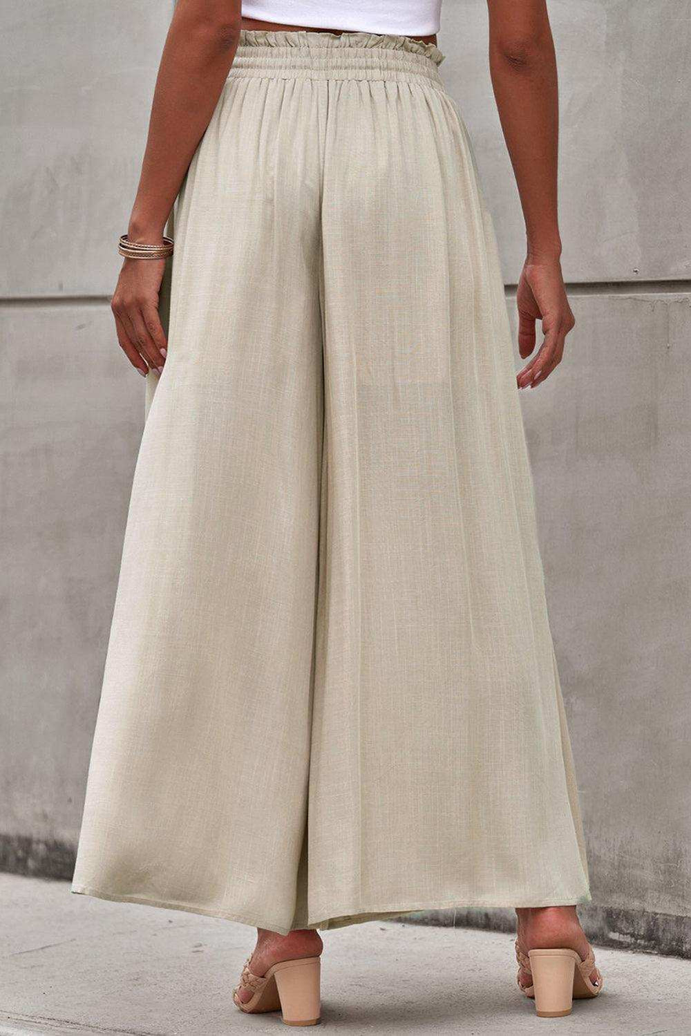 Drawstring Waist Wide Leg Pants - Trendsi - Flyclothing LLC
