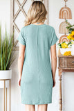 Ribbed Round Neck Short Sleeve Dress - Trendsi - Flyclothing LLC