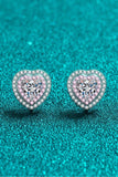 Moissanite Heart-Shaped Stud Earrings - Trendsi - Flyclothing LLC