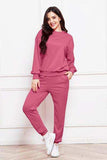 Round Neck Long Sleeve Sweatshirt and Pants Set - Trendsi - Flyclothing LLC