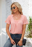 Decorative Button Scoop Neck T-Shirt - Trendsi - Flyclothing LLC