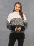 Color Block Turtleneck Sweater - Trendsi - Flyclothing LLC