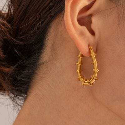 Gold-Plated Stainless Steel Hoop Earrings - Trendsi - Flyclothing LLC