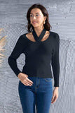 Halter Neck Long Sleeve Sweater - Trendsi - Flyclothing LLC