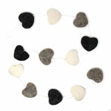 Hand Crafted Felt from Nepal: Hearts Garland, Grey - Global Groove Direct - Flyclothing LLC