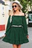 Frill Off-Shoulder Flounce Sleeve Dress - Trendsi - Flyclothing LLC