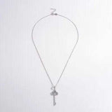 925 Sterling Silver Inlaid Zircon Key Shape Necklace - Trendsi - Flyclothing LLC