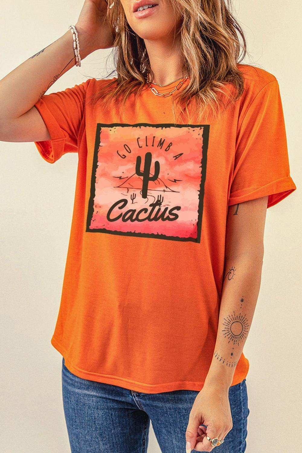 Go Climb A Cactus Slogan Graphic Tee Shirt - Trendsi - Flyclothing LLC