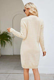 Cable-Knit Long Sleeve Sweater Dress - Trendsi - Flyclothing LLC