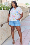White Birch One And Only Full Size Short Sleve Floral Print Top - Trendsi - Flyclothing LLC