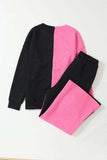 Color Block Round Neck Sweatshirt and Pants Set - Trendsi - Flyclothing LLC