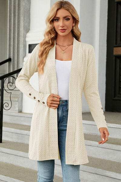 Open Front Long Sleeve Cardigan - Trendsi - Flyclothing LLC
