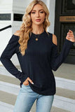 Round Neck Cold Shoulder T-Shirt - Trendsi - Flyclothing LLC