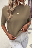 Round Neck Half Sleeve Knit Top - Trendsi - Flyclothing LLC