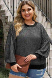 Plus Size Waffle-Knit Round Neck Dropped Shoulder Sweater - Trendsi - Flyclothing LLC