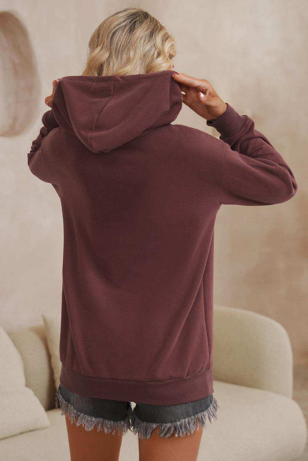 Dropped Shoulder Kangaroo Pocket Hoodie - Trendsi - Flyclothing LLC