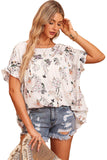 Floral Boat Neck Flounce Sleeve Blouse - Trendsi - Flyclothing LLC