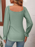 Tie Front V-Neck Puff Sleeve Blouse - Trendsi - Flyclothing LLC