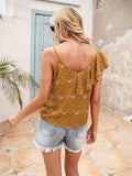 Polka Dot Ruffle Trim Asymmetrical Tank Top - Trendsi - Flyclothing LLC