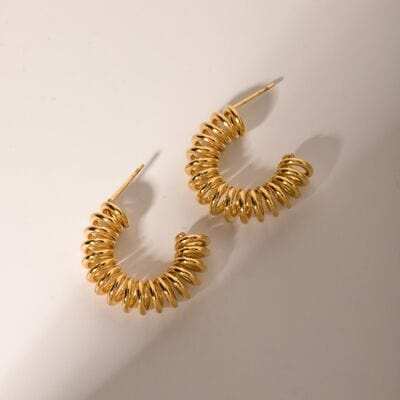 18K Gold-Plated Stainless Steel C-Hoop Earrings - Trendsi - Flyclothing LLC