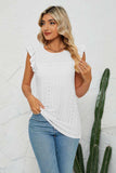 Smocked Round Neck Eyelet Top - Trendsi - Flyclothing LLC