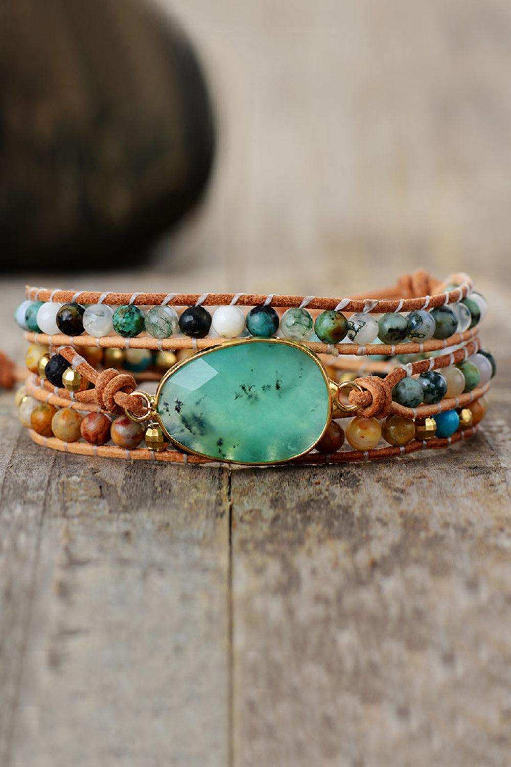 Natural Stone & Agate Layered Bracelet - Trendsi - Flyclothing LLC