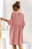 Boat Neck Flounce Sleeve Knee-Length Dress - Trendsi - Flyclothing LLC