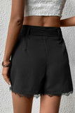 Tie Belt Lace Trim Shorts - Trendsi - Flyclothing LLC