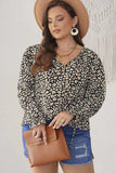 Plus Size Floral Flounce Sleeve Tie-Neck Blouse - Trendsi - Flyclothing LLC