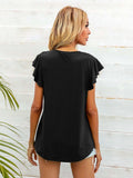 Round Neck Butterfly Sleeve Top - Trendsi - Flyclothing LLC