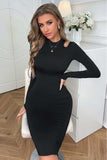 Cutout Long Sleeve Pencil Dress - Trendsi - Flyclothing LLC