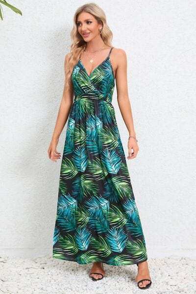 Printed Surplice Maxi Cami Dress - Trendsi - Flyclothing LLC
