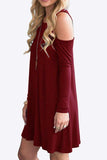 Cold-Shoulder Long Sleeve Round Neck Dress - Trendsi - Flyclothing LLC