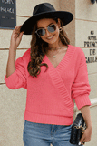 Surplice Neck Long Sleeve Sweater - Trendsi - Flyclothing LLC