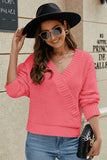 Surplice Neck Long Sleeve Sweater - Trendsi - Flyclothing LLC
