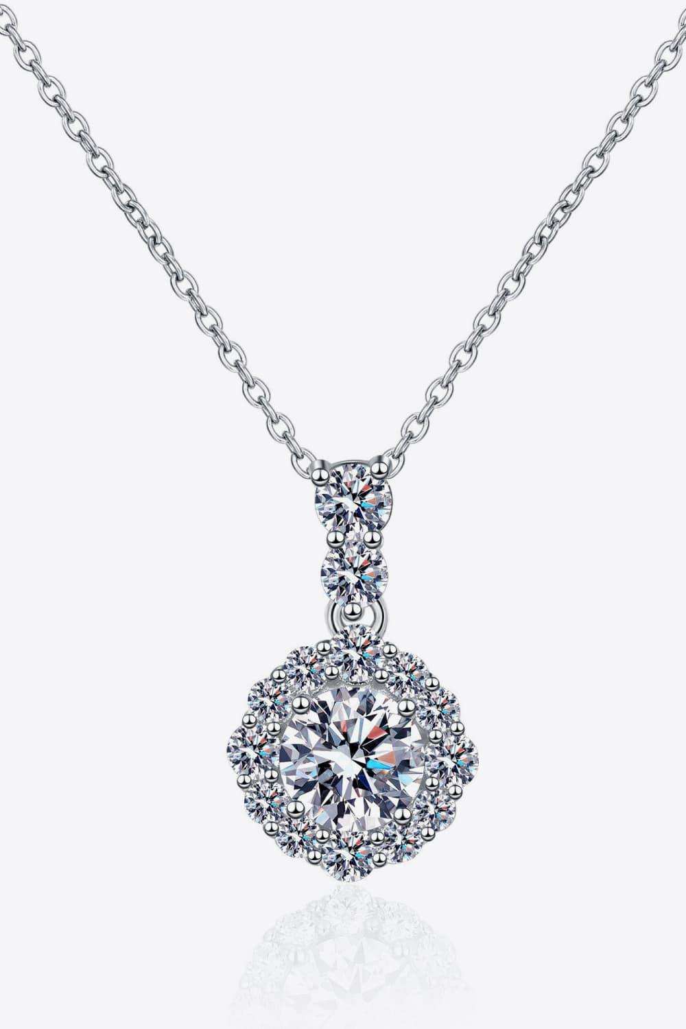 1 Carat Moissanite 925 Sterling Silver Necklace - Trendsi - Flyclothing LLC