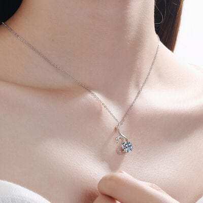 2 Carat Moissanite 925 Sterling Silver Necklace - Trendsi - Flyclothing LLC