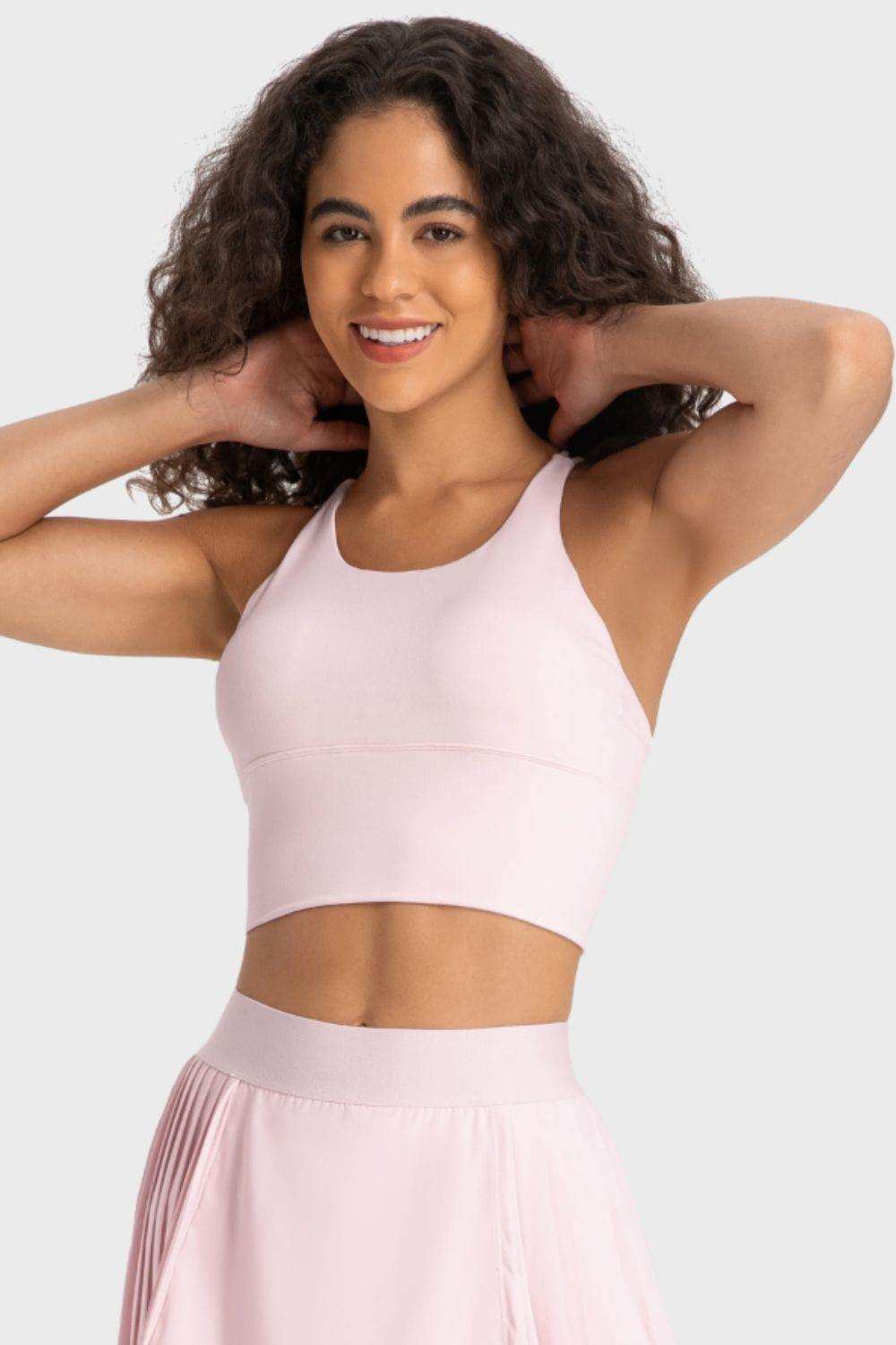 Crisscross Back Ladder Detail Sports Bra - Trendsi - Flyclothing LLC