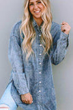 Button Up Dropped Shoulder Denim Top - Trendsi - Flyclothing LLC
