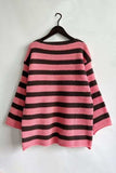 Striped Round Neck Dropped Shoulder Sweater - Trendsi - Flyclothing LLC