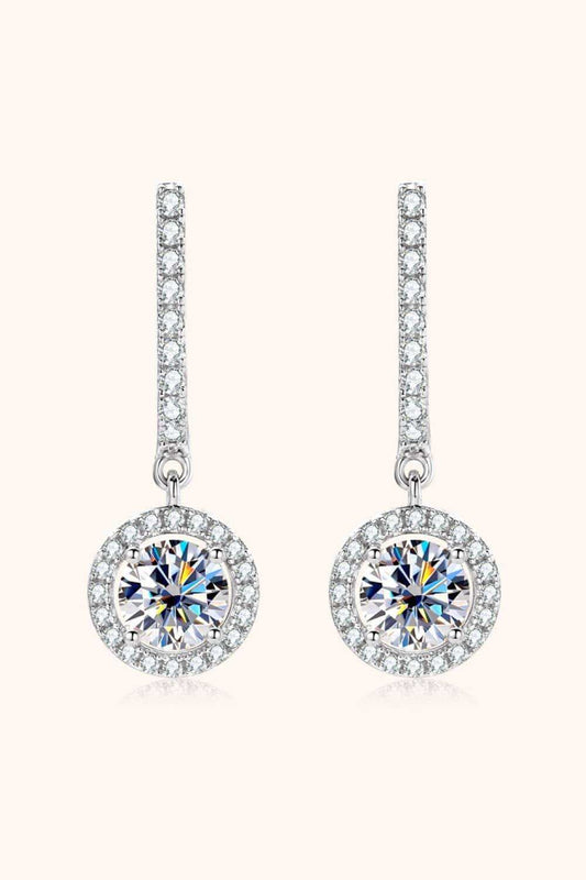 2 Carat Moissanite 925 Sterling Silver Drop Earrings - Trendsi - Flyclothing LLC
