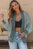 Waffle-knit Pocketed Open Front Cardigan - Trendsi - Flyclothing LLC