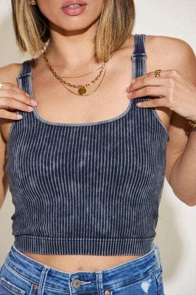 Zenana Ribbed Washed Square Neck Tank - Trendsi - Flyclothing LLC
