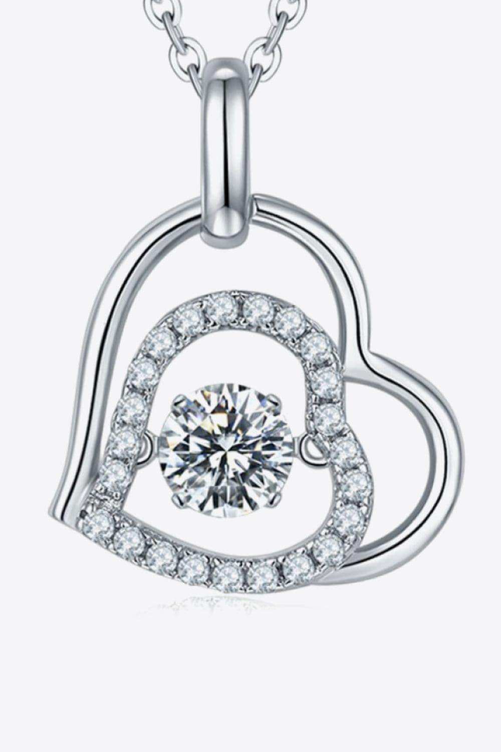 Moissanite Heart Pendant Necklace - Trendsi - Flyclothing LLC