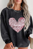 Plus Size Heart Sequin Round Neck Sweatshirt - Trendsi - Flyclothing LLC