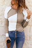 Color Block Exposed Seam Knit Top - Trendsi - Flyclothing LLC