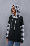 Plaid Drawstring Dropped Shoulder Hoodie - Trendsi - Flyclothing LLC