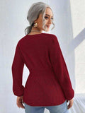 Notched Dropped Shoulder Knit Top - Trendsi - Flyclothing LLC