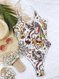 Printed Tie Back Scoop Neck One-Piece Swimsuit - Trendsi - Flyclothing LLC